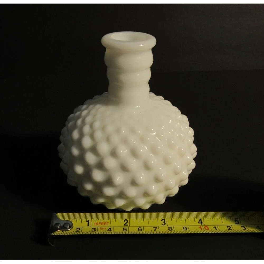 Vintage Fuller Brush Co White Milk Glass Hobnail Bottle Bud Vase 5 Inch USA